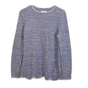 ELLE - Blue Silver Scalloped Hem Sweater - Women's Small